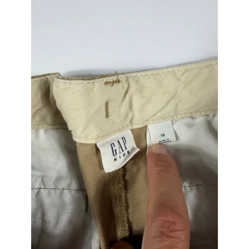 Gap Kids Straight Leg Khaki Chino Pants Tan Stretch Boys Size 18